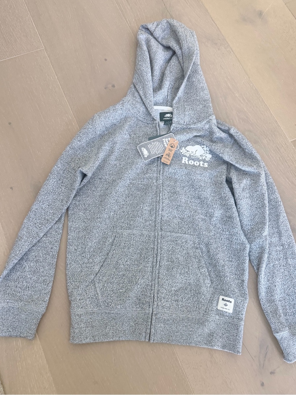 Roots Youth Heather Grey Full-Zip Hooded Jacket